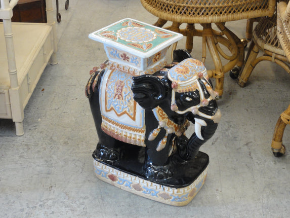 Terracotta Glazed Elephant Garden Seat