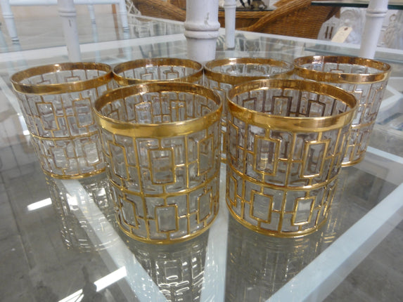 Shoji Gold Embossed Rocks Glasses
