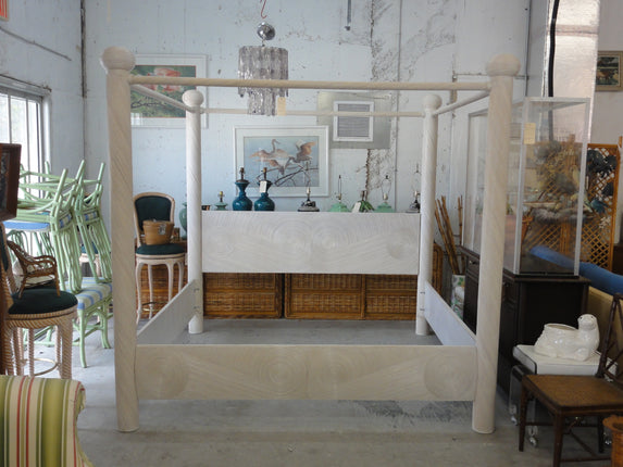 Gabriella Crespi Rattan King Canopy Bed