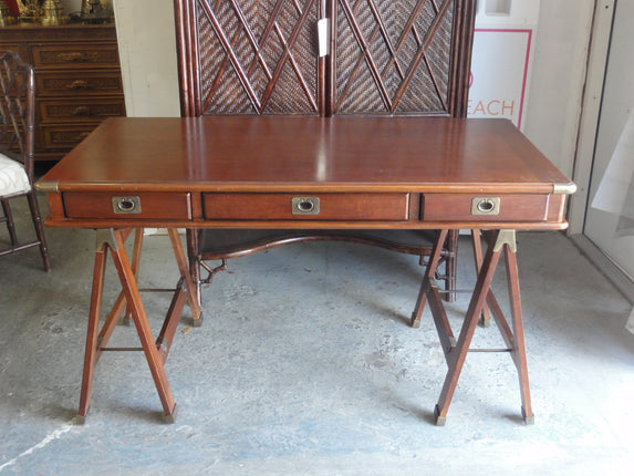 Handsome Saw Horse Campaign Style Desk