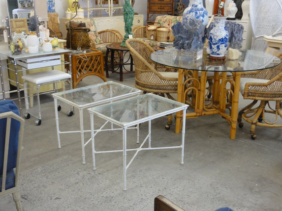 Pair of Brown Jordan Faux Bamboo Side Tables