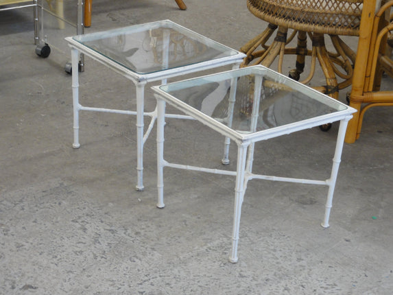 Pair of Brown Jordan Faux Bamboo Side Tables