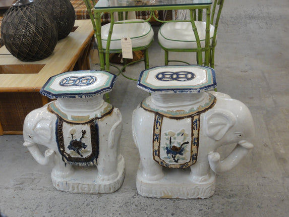 Glazed Terra Cotta Elephant Garden Seats