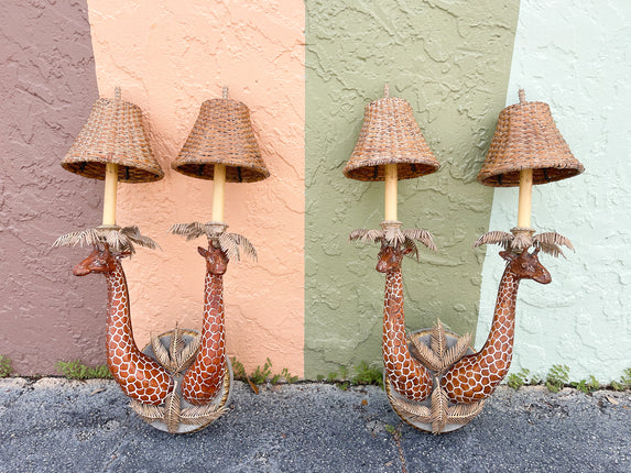 Pair of Safari Chic Giraffe Sconces