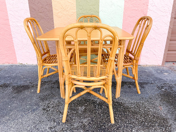 Old Florida Rattan Game Table and Chairs