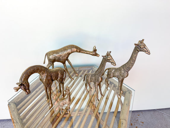 Brass Giraffe Family