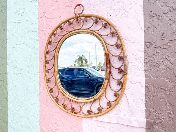 Fiddlehead and Rattan Mirror