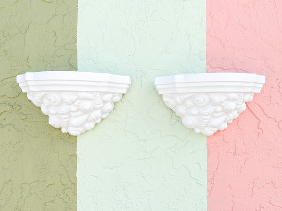 Pair of Coastal Shell Wall Shelves
