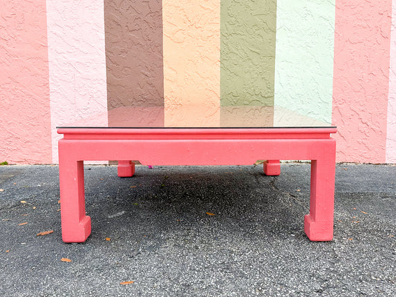 Hot Pink Linen Wrapped Ming Coffee Table