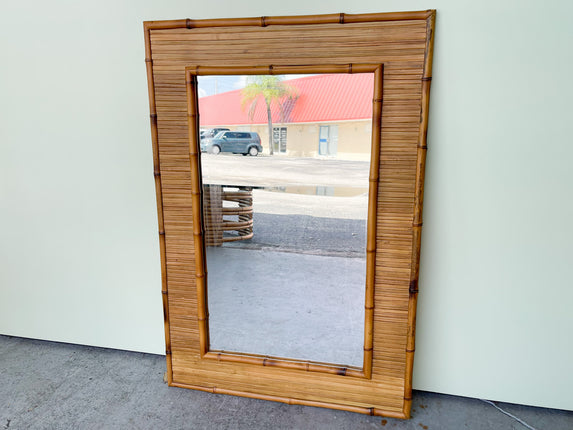 Burnt Rattan Mirror