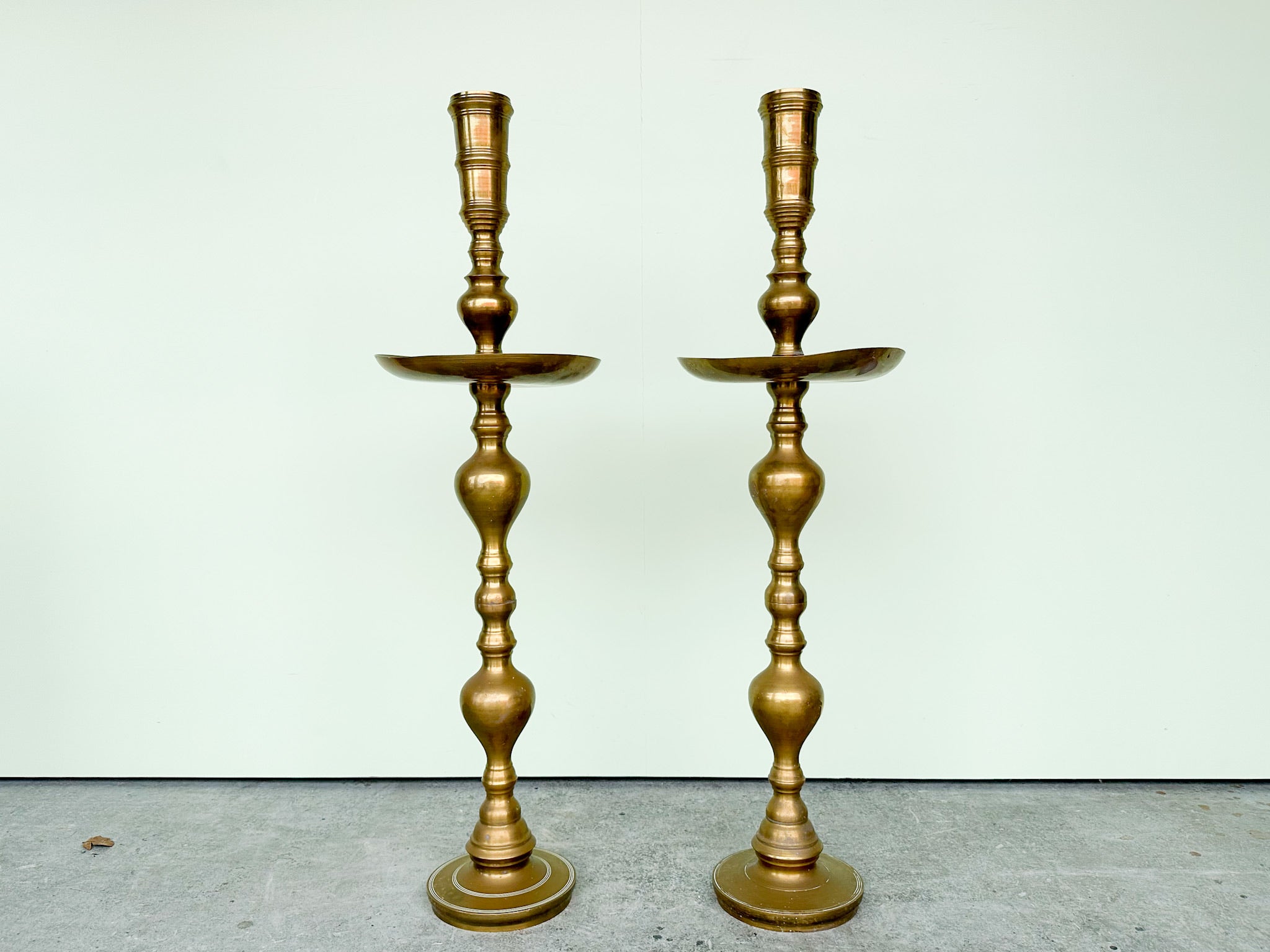 Italian renaissance style brass candlesticks