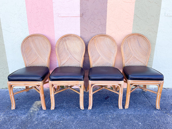 Set of Four Island Chic Rattan Chairs