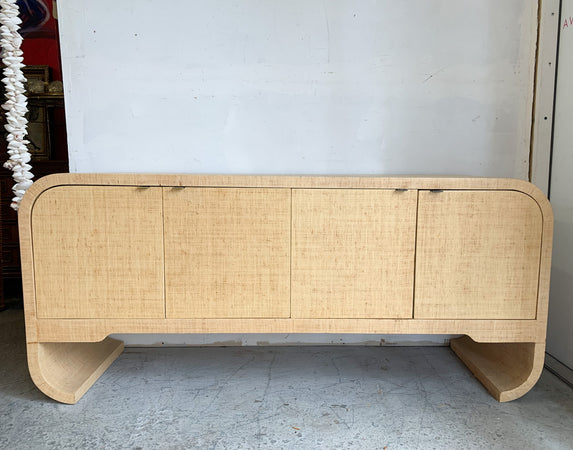 Karl Springer Style Grasscloth Sideboard