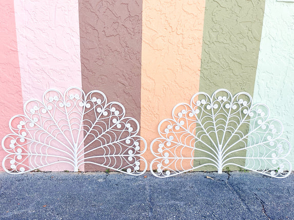 Pair of Fancy Fiddlehead Wicker Wall Fans