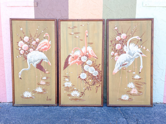Fab Flamingo Triptych by Lee Reynolds