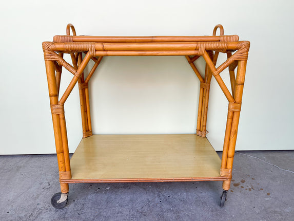 Old Florida Style Bamboo Bar Cart