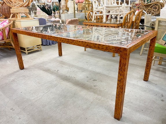 Tortoiseshell Fretwork Bamboo Dining Table