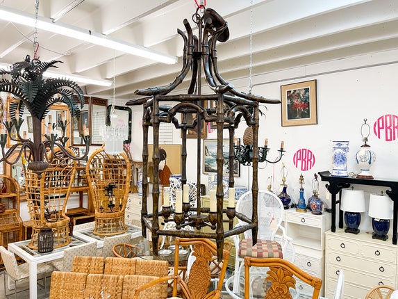 Faux Bamboo Lantern Chandelier