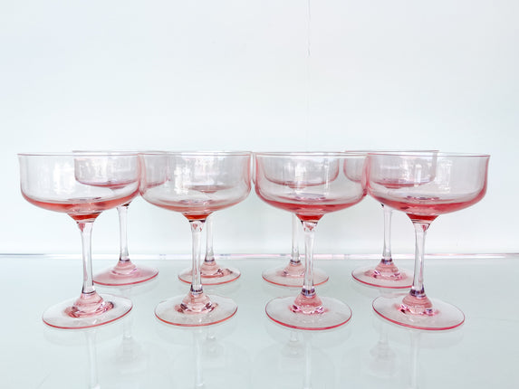 Set of Eight Pink Chic Champagne Coups