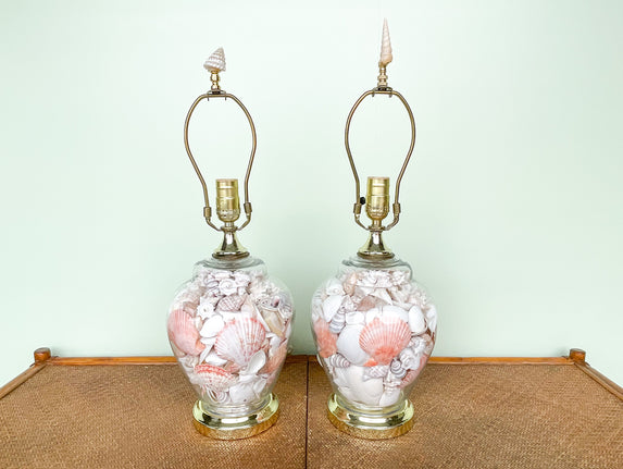Pair of Cute Coastal Shell Lamps
