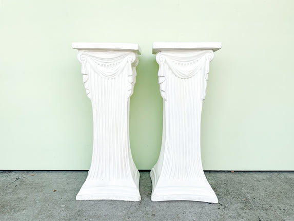 Pair of Swag and Tassel Plaster Pedestals