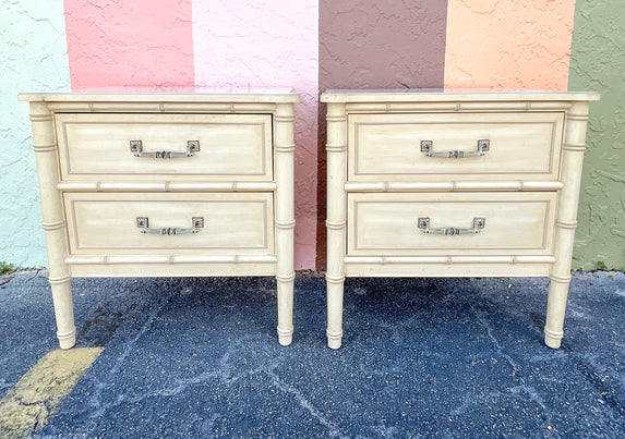 Pair of Faux Bamboo Nightstands