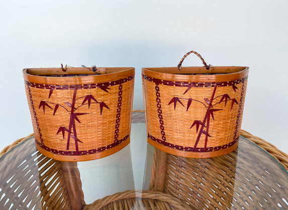 Pair of Rattan Wall Pockets