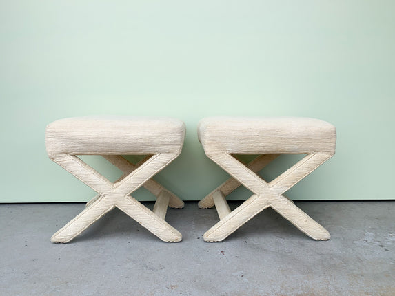 Pair of Upholstered X Benches