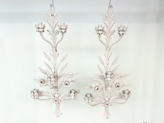 Pair of Floral Metal Wall Sconces
