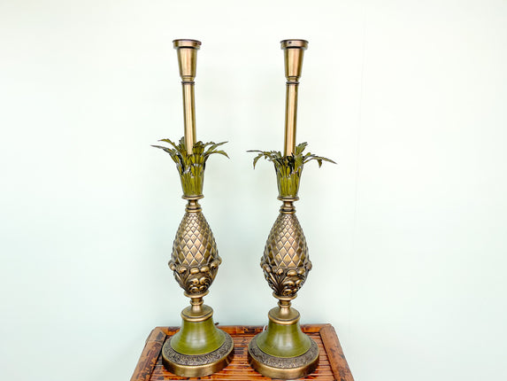Pair of Tole Pineapple Lamps