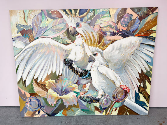 Colorful Cockatoo Signed Painting