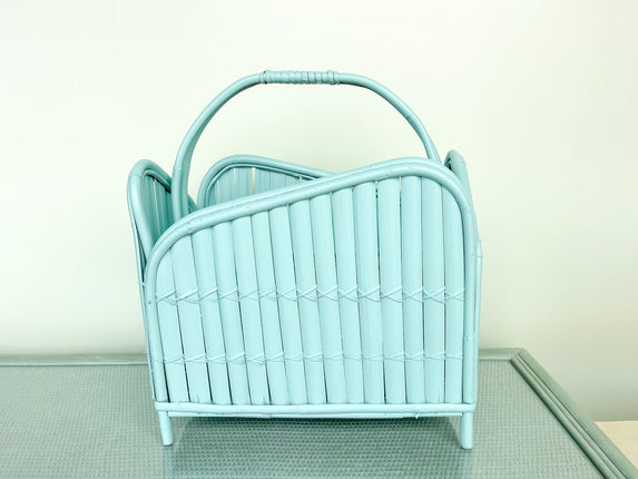 Robin Egg Blue Split Bamboo Magazine Rack