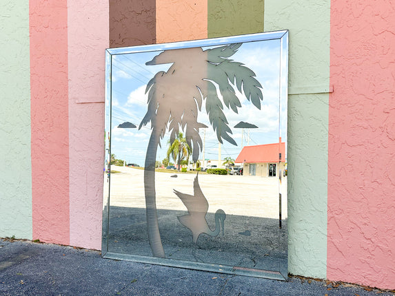Large Heron and Palm Mirror