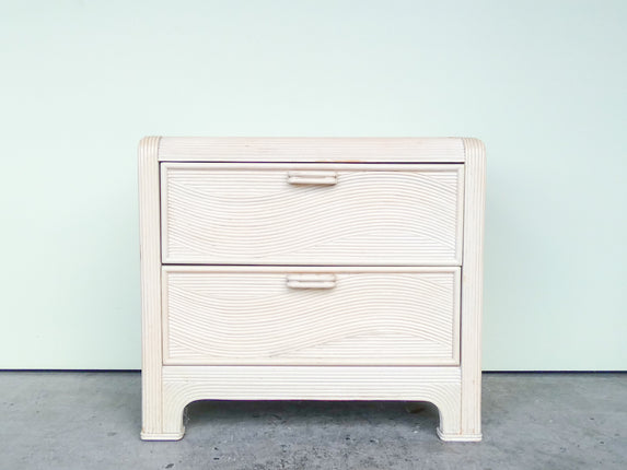 Split Reed Wave Rattan Nightstand