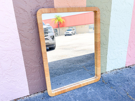 Coastal Rattan Wrapped Mirror