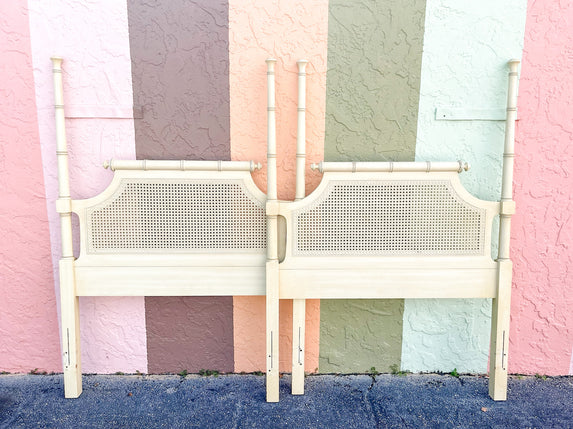 Pair of Faux Bamboo and Cane Twin Headboards