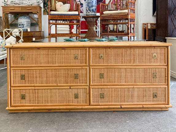 Bamboo and Seagrass Italian Credenza