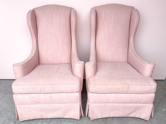 Pair of Blush Wingback Chairs
