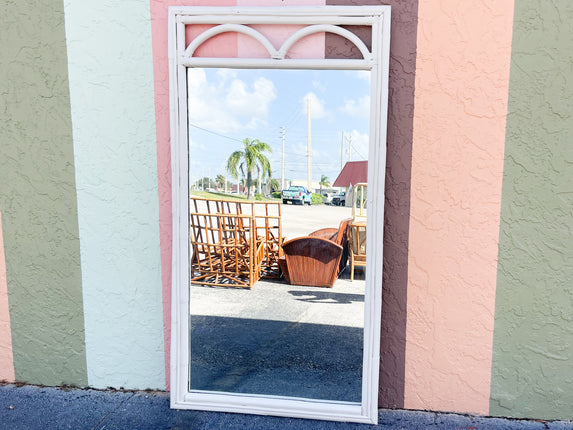 Huge Palm Beach Chic Rattan Mirror
