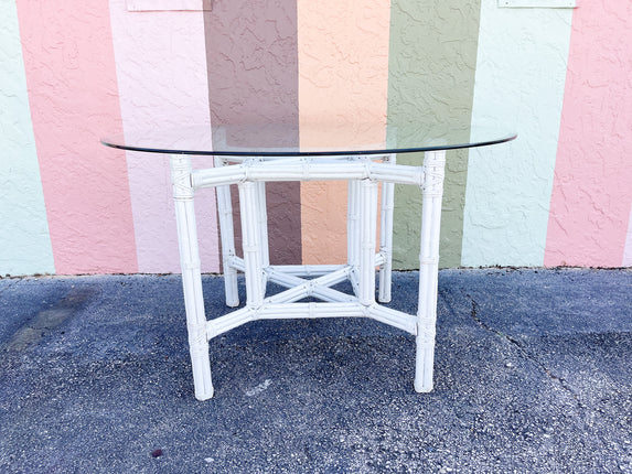 McGuire Style Painted Rattan Dining Table