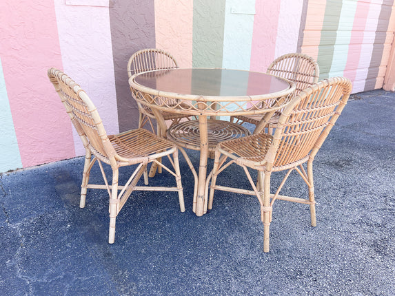 Island Chic Flip Top Rattan Game Table and Chairs