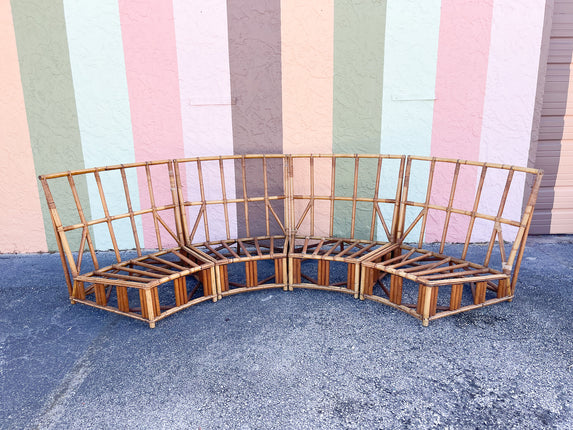 Four Part Curved Rattan Sofa
