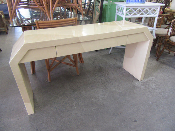 Lacquered Faux Goat Skin Console