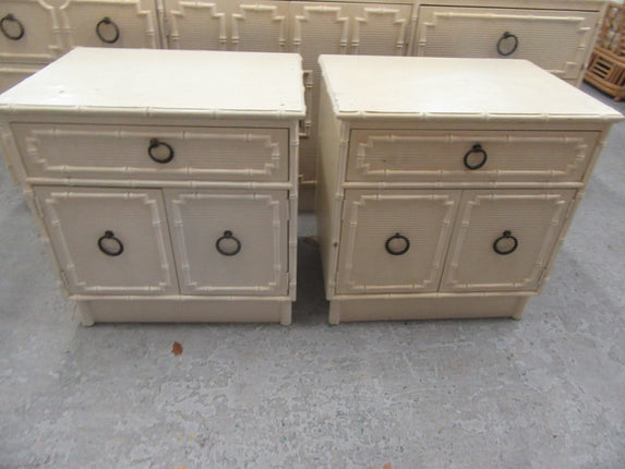 Pair of Palm Beach Faux Bamboo Nightstands