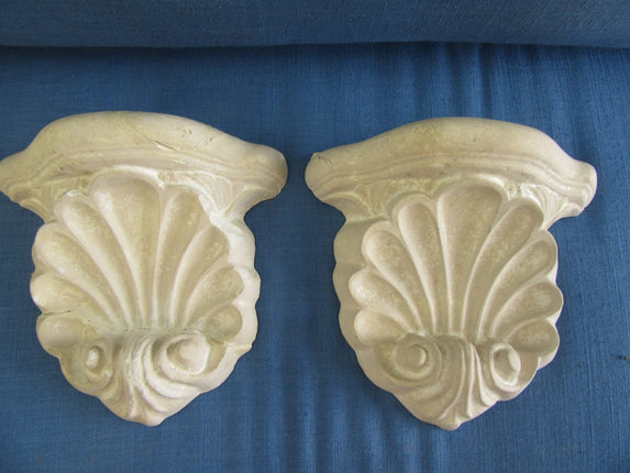 Pair of Plaster Shell Wall Shelves