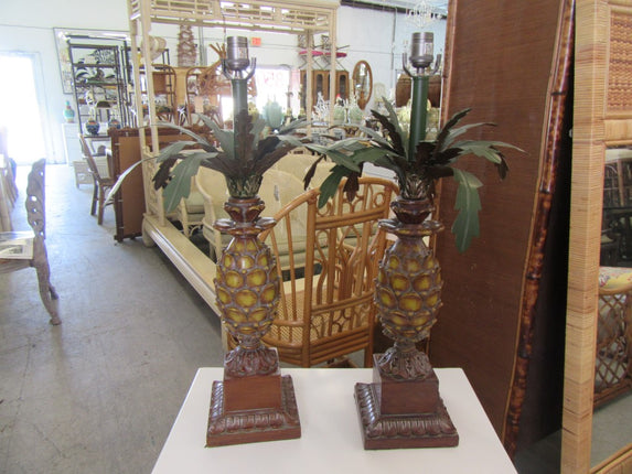 Pair of Tole Pineapple Lamps