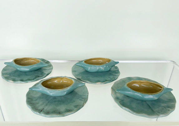 Set of Four Crab and Sea Grape Serving Plates