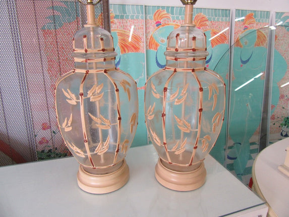 Pair of Faux Bamboo Icing Lamps