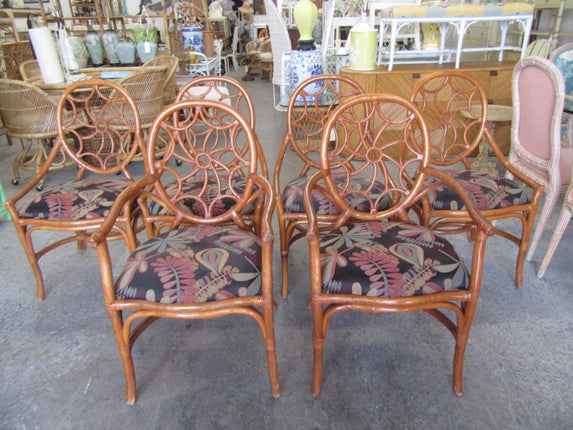 6 Rattan Spider Back Dining Chairs