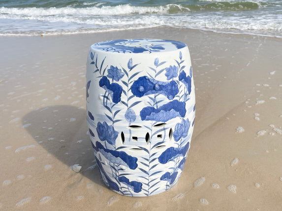Blue and White Forever Garden Stool
